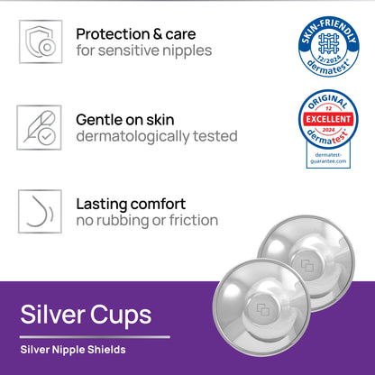 Antibacterial nipple shields in 99.9% pure silver