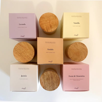 Soy wax scented candle with natural essential oils